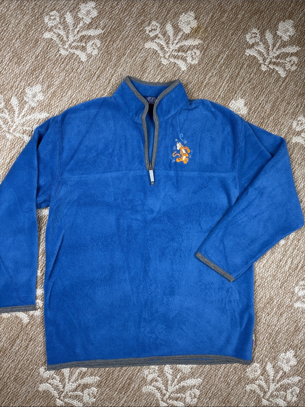 Disney Royal Blue Quarter-Zip Fleece Pullover with Tiger Character Embroidery
